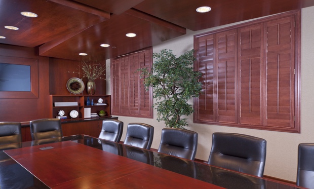Timberland shutters in a conference room
